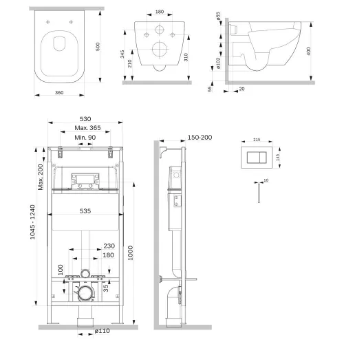 AM.PM Инсталляция MasterFit с клав S глянц хром с подвес унит Gem FlashClean с сид м/л, изображение 2