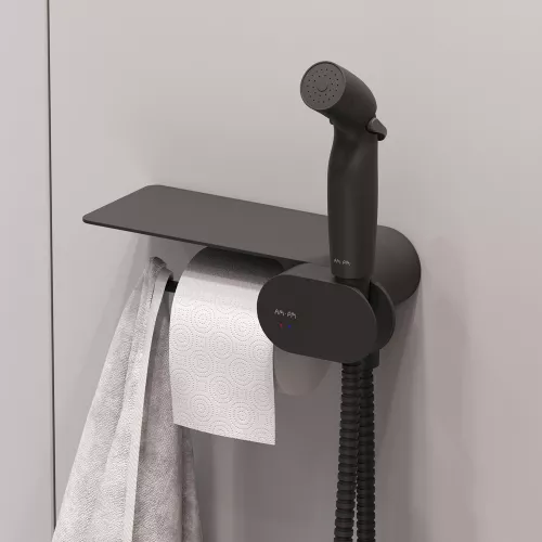 AM.PM Spirit V2.0 набор подвесной унитаз с гиг.душем, черный, изображение 3