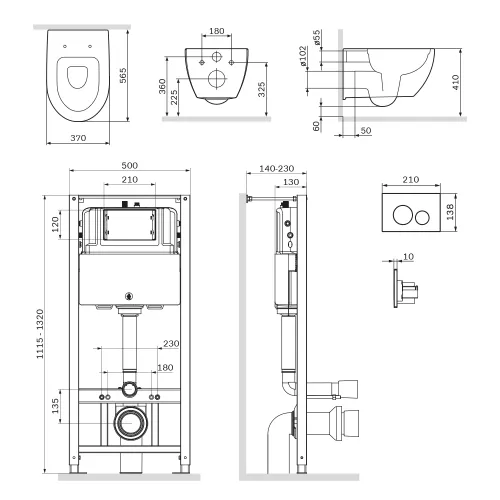 AM.PM Комплект инсталляция с клав Pro L белый с подвесным унитазом Awe FlashClean с сид м/л, изображение 8