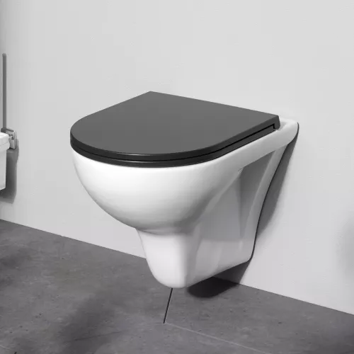 AM.PM  Gem подвесной унитаз FlashClean с черным матовым сиденьем микролифт, изображение 2