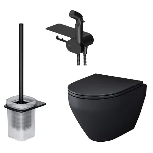 AM.PM Spirit V2.0 набор подвесной унитаз с гиг.душем, черный, изображение 5