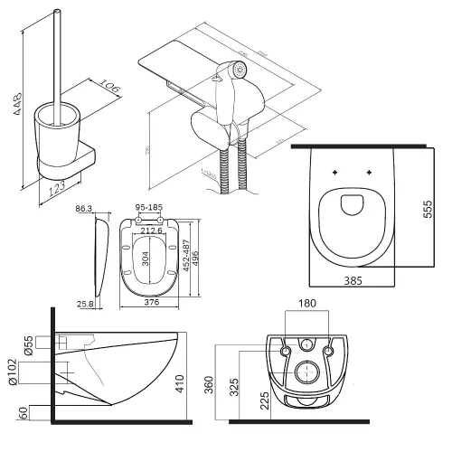 AM.PM Sensation набор подвесной унитаз с гиг.душем, изображение 10