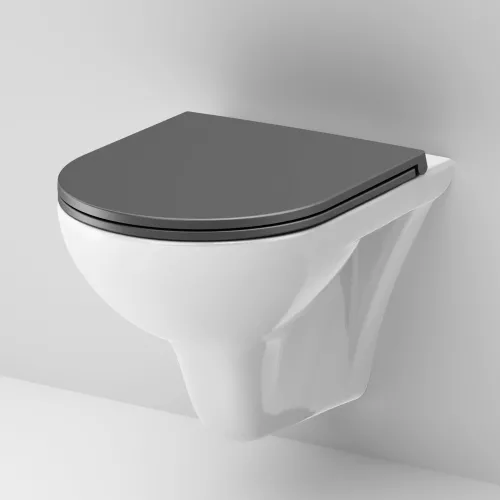 AM.PM  Gem подвесной унитаз FlashClean с черным матовым сиденьем микролифт, изображение 5