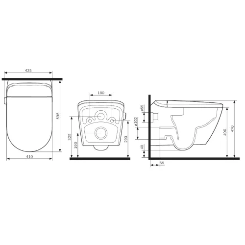 AM.PM Sensation подвесной унитаз с интегрированным электронным биде TouchReel, изображение 13