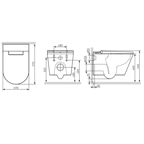 AM.PM Inspire подвесной унитаз с интегрированным электронным биде, изображение 12