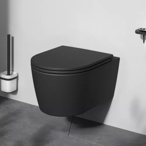 AM.PM Func подвесной унитаз 49 см FlashClean с сиденьем микролифт, черн мат, изображение 2