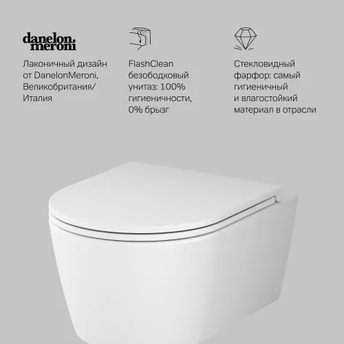 AM.PM Func подвесной унитаз 49 см FlashClean с сиденьем микролифт, бел мат, изображение 9