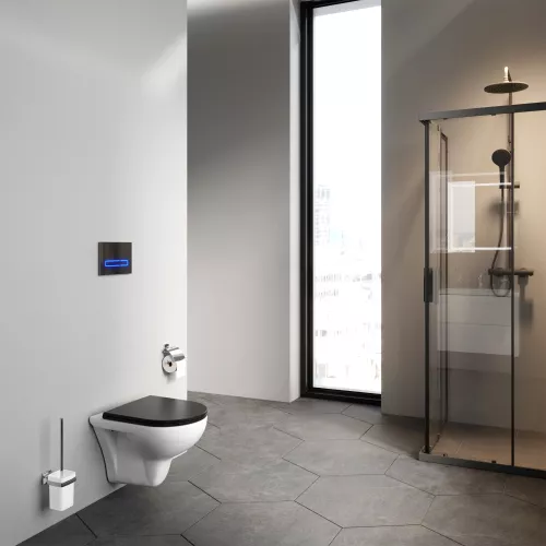 AM.PM  Gem подвесной унитаз FlashClean с черным матовым сиденьем микролифт, изображение 4