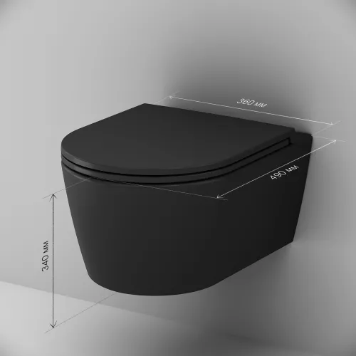 AM.PM Func подвесной унитаз 49 см FlashClean с сиденьем микролифт, черн мат, изображение 11