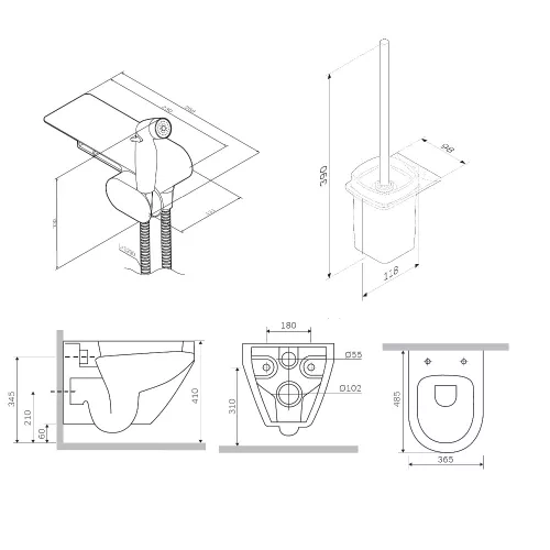 AM.PM Spirit V2.0 набор подвесной унитаз с гиг.душем, черный, изображение 9