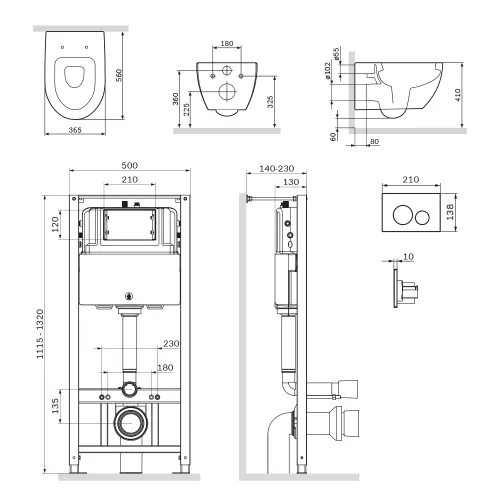 AM.PM Комплект инсталляция с клав Pro L глянц хром с подвесным унитазом Awe с сид м/лифт, изображение 9