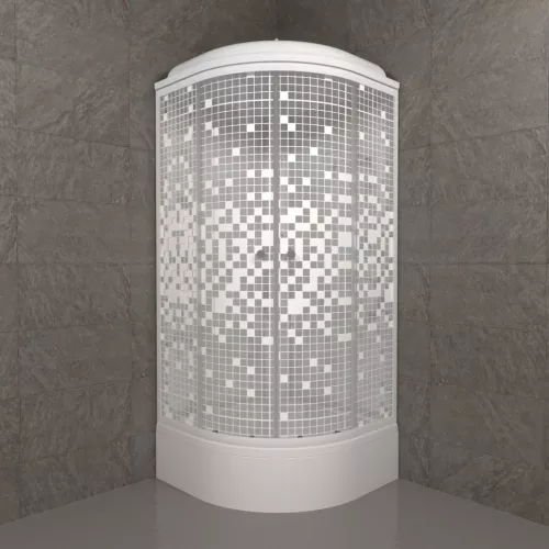 Душевая кабина Triton В ДН4 МОЗАИКА (средний поддон), Цвет стекла: мозаика, Цвет профиля: Белый, Тип поддона: Средний, Выбрать размер: 90х90