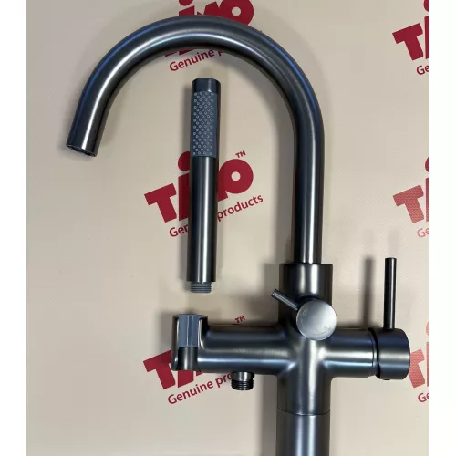 Смеситель напольный для ванны с душем Timo Saona 2310/18Y-CR черное золото, изображение 3