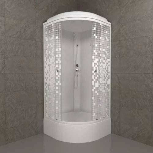 Душевая кабина Triton В ДН4 МОЗАИКА (средний поддон), Цвет стекла: мозаика, Цвет профиля: Белый, Тип поддона: Средний, Выбрать размер: 90х90, изображение 2