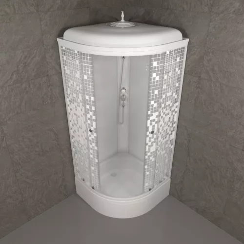 Душевая кабина Triton В ДН4 МОЗАИКА (средний поддон), Цвет стекла: мозаика, Цвет профиля: Белый, Тип поддона: Средний, Выбрать размер: 90х90, изображение 3