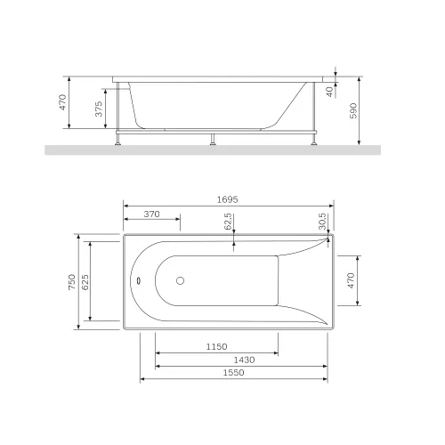 AM.PM Ванна акриловая Spirit, Выбрать размер: 170x75, изображение 13