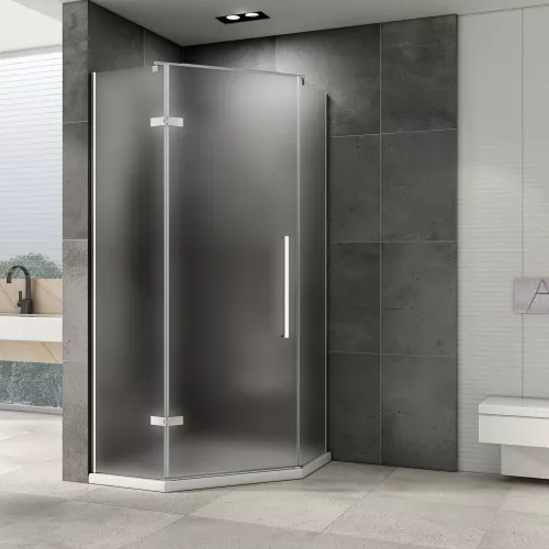 Душевой уголок ABBER Ewiges Wasser трапеция , матовое стекло, Цвет стекла: матовое, Цвет профиля: Хром, Выбрать размер: 80х80