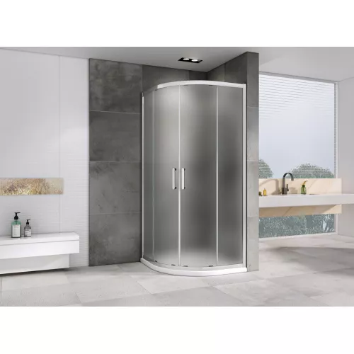 Душевой уголок ABBER Schwarzer Diamant  трапеция , матовое/хром, Цвет стекла: матовое, Цвет профиля: Хром, Выбрать размер: 80х80, изображение 2