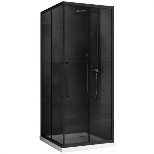 Душевой уголок ABBER Schwarzer Diamant квадрат , тонированное/черный, Цвет стекла: тонированное, Цвет профиля: Черный, Выбрать размер: 80х80