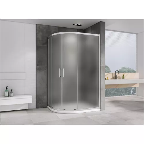 Душевой уголок ABBER Schwarzer Diamant асимметричный , матовое/хром, Цвет стекла: матовое, Цвет профиля: Хром, Выбрать размер: 110х80, изображение 2