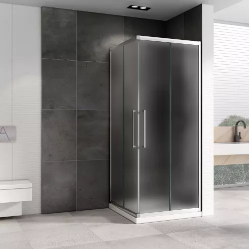 Душевой уголок ABBER Schwarzer Diamant квадрат, матовое/хром, Цвет стекла: матовое, Цвет профиля: Хром, Выбрать размер: 80х80, изображение 2