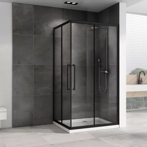 Душевой уголок ABBER Schwarzer Diamant прямоугольный , прозрачное/черный, Цвет стекла: прозрачное, Цвет профиля: Черный, Выбрать размер: 120х80, изображение 2