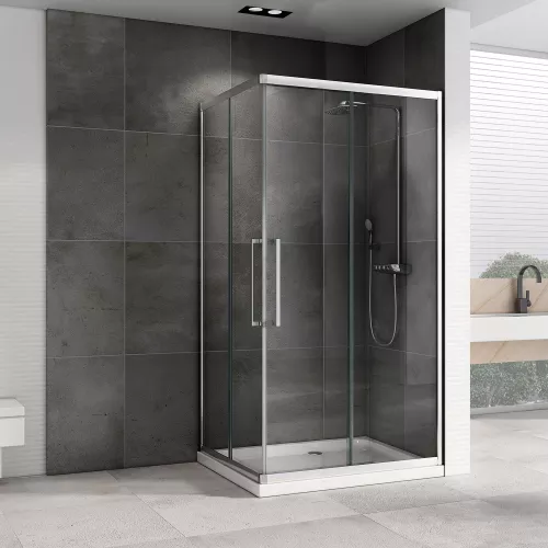 Душевой уголок ABBER Schwarzer Diamant прямоугольный , прозрачное/хром, Цвет стекла: прозрачное, Цвет профиля: Хром, Выбрать размер: 120х80, изображение 2