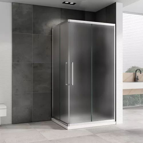 Душевой уголок ABBER Schwarzer Diamant прямоугольный, матовое/хром, Цвет стекла: матовое, Цвет профиля: Хром, Выбрать размер: 120х80, изображение 2