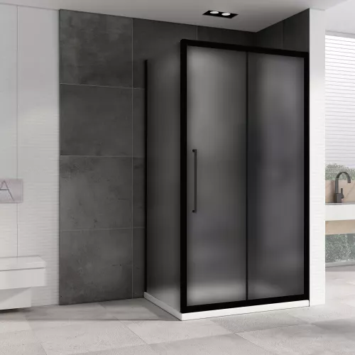 Душевой уголок ABBER Schwarzer Diamant AG30100BMH-S100BM  в угол, Цвет стекла: матовое, Цвет профиля: Черный, Монтаж: В угол, Выбрать размер: 100х100, изображение 2