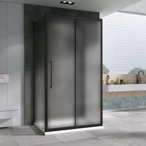 Душевой уголок ABBER Schwarzer Diamant матовое/черный , пристенный, Цвет стекла: матовое, Цвет профиля: Черный, Монтаж: Пристенный, Выбрать размер: 110х100, изображение 2