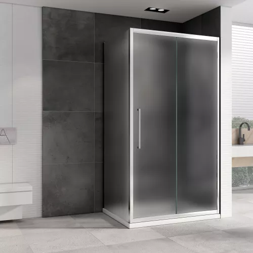 Душевой уголок ABBER Schwarzer Diamant   матовое/хром , в угол, Цвет стекла: матовое, Цвет профиля: Хром, Монтаж: В угол, Выбрать размер: 130х100, изображение 2