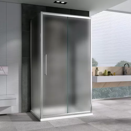 Душевой уголок ABBER Schwarzer Diamant  матовое/хром , пристенный, Цвет стекла: матовое, Цвет профиля: Хром, Монтаж: Пристенный, Выбрать размер: 140х100, изображение 2