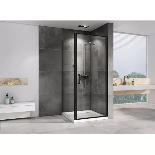 Душевой уголок ABBER Sonnenstrand  прозрачное/черный , в угол, Цвет стекла: прозрачное, Цвет профиля: Черный, Выбрать размер: 100х100, изображение 2