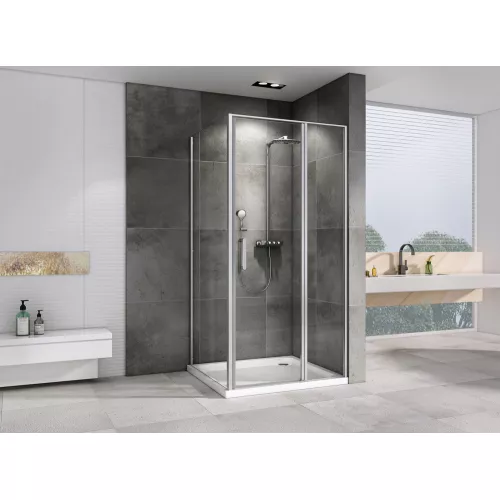 Душевой уголок ABBER Sonnenstrand  прозрачное/хром , в угол, Цвет стекла: прозрачное, Цвет профиля: Хром, Выбрать размер: 100х100, изображение 2