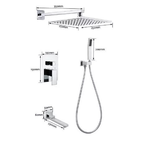 Душевая система ACWEN-80118  встраиваемая с изливом , хром, Выбрать цвет: Хром, изображение 13