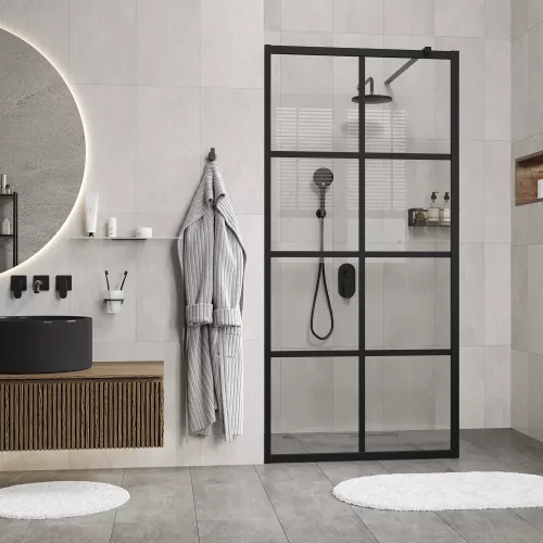 Душевая перегородка WasserKRAFT Glan, Цвет профиля: Черный, Выбрать размер: 90, изображение 2