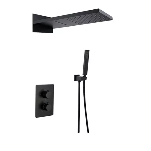 Душевая система ACWEN 80061B встраиваемая с термостатом , черный матовый, изображение 2