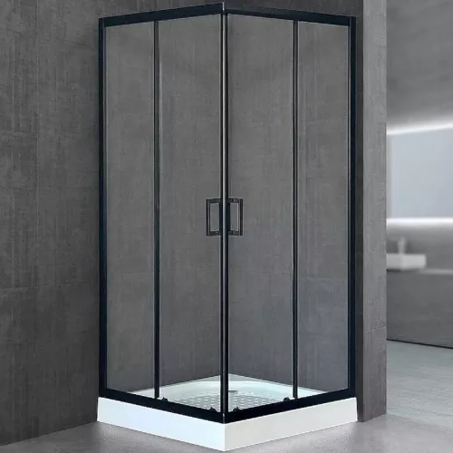 Душевой уголок Royal Bath RB HPD RB HP квадратный, Цвет стекла: прозрачное, Высота поддона: Низкий, Цвет профиля: Черный, Выбрать размер: 90x90