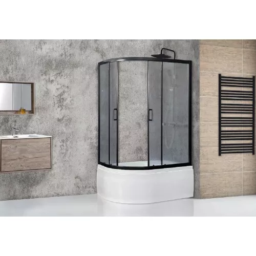 Душевой угол Royal Bath RB 8120BK ассиметричный, Цвет стекла: матовое, Цвет профиля: Черный, Ориентация: правая
