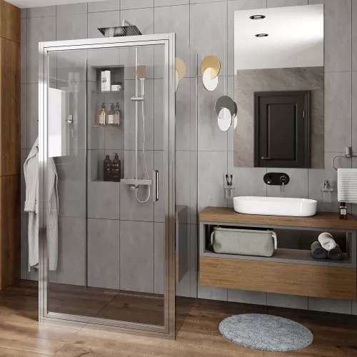 Душевой уголок  WasserKRAFT Salm пристенный, Цвет стекла: прозрачное, Цвет профиля: Хром, Выбрать размер: 90х90, изображение 4