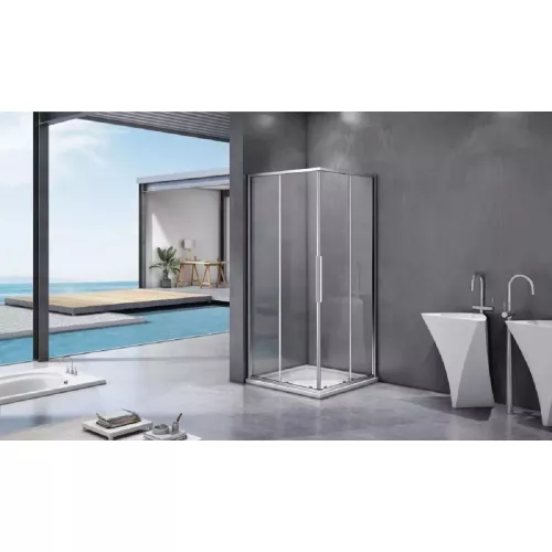 Душевые уголки Good Door  IDEA CR-C-CH/-C-B без поддона, Выбрать размер: 80x80, Цвет стекла: прозрачное, Выбрать цвет: Хром, изображение 2