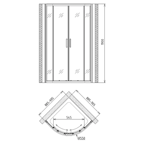 Душевой уголок Gemy Victoria S30062M   матовое стекло, Цвет стекла: матовое, Цвет профиля: Хром, Выбрать размер: 80х80, изображение 4