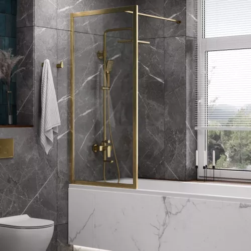 Стеклянная шторка WasserKRAFT Abens 20W01-80 Brushed gold Fixed, Цвет профиля: Золото, Выбрать размер: 80х160, изображение 9