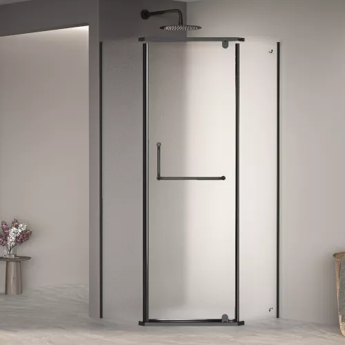 Душевой уголок RGW PA-081B матовое, Цвет стекла: матовое-сатинат, Цвет профиля: Черный, Выбрать размер: 120х120