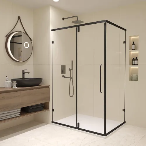 Душевой уголок RGW CL-46B, Цвет стекла: прозрачное, Цвет профиля: Черный, Выбрать размер: 900x700