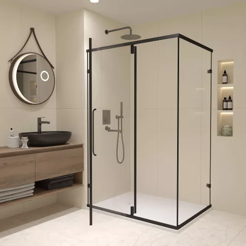 Душевой уголок RGW CL-46B, Цвет стекла: прозрачное, Цвет профиля: Черный, Выбрать размер: 900x800, изображение 2
