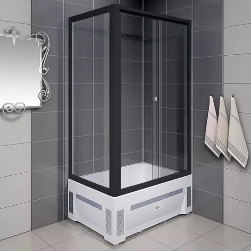 Душевой угол Radomir ВЕРЧЕЛЛИ  80х120 прозрачный/высокий поддон, Цвет стекла: прозрачное, Цвет профиля: Черный, Тип поддона: Высокий, Ориентация: Левая