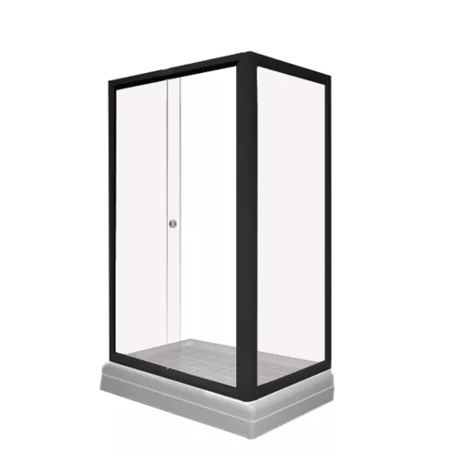 Душевой угол Radomir ВЕРЧЕЛЛИ  80х120 прозрачный/низкий поддон, Цвет стекла: прозрачное, Цвет профиля: Черный, Тип поддона: Низкий, Ориентация: Правая