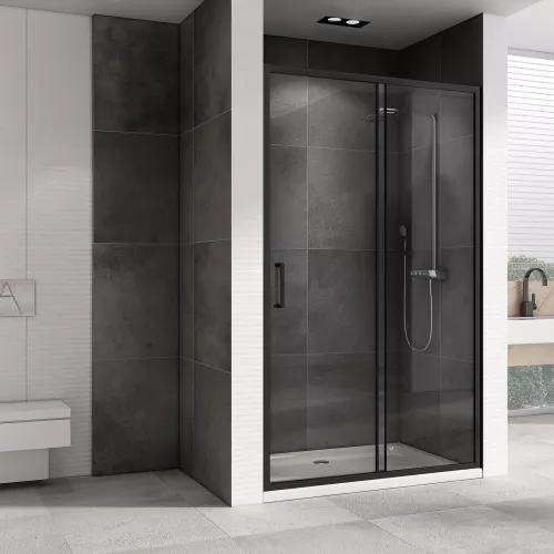 Душевая дверь ABBER Schwarzer Diamant прозрачное/черный/H-190см, Цвет стекла: прозрачное, Цвет профиля: Черный, Выбрать размер: 100, изображение 2