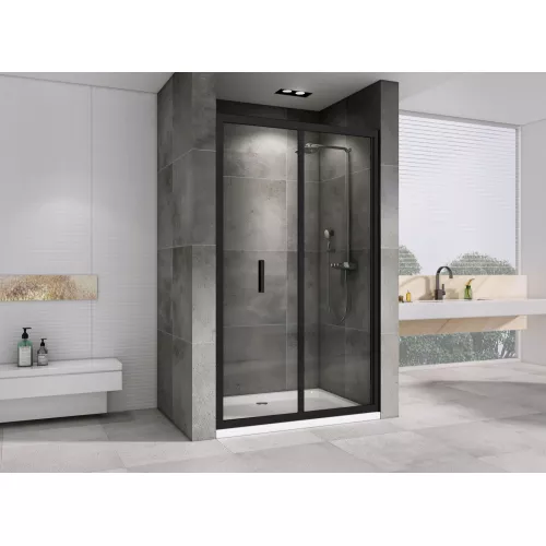 Душевая дверь ABBER Sonnenstrand прозрачное/черный складная, Цвет стекла: прозрачное, Цвет профиля: Черный, Выбрать размер: 90, изображение 2